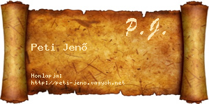 Peti Jenő névjegykártya